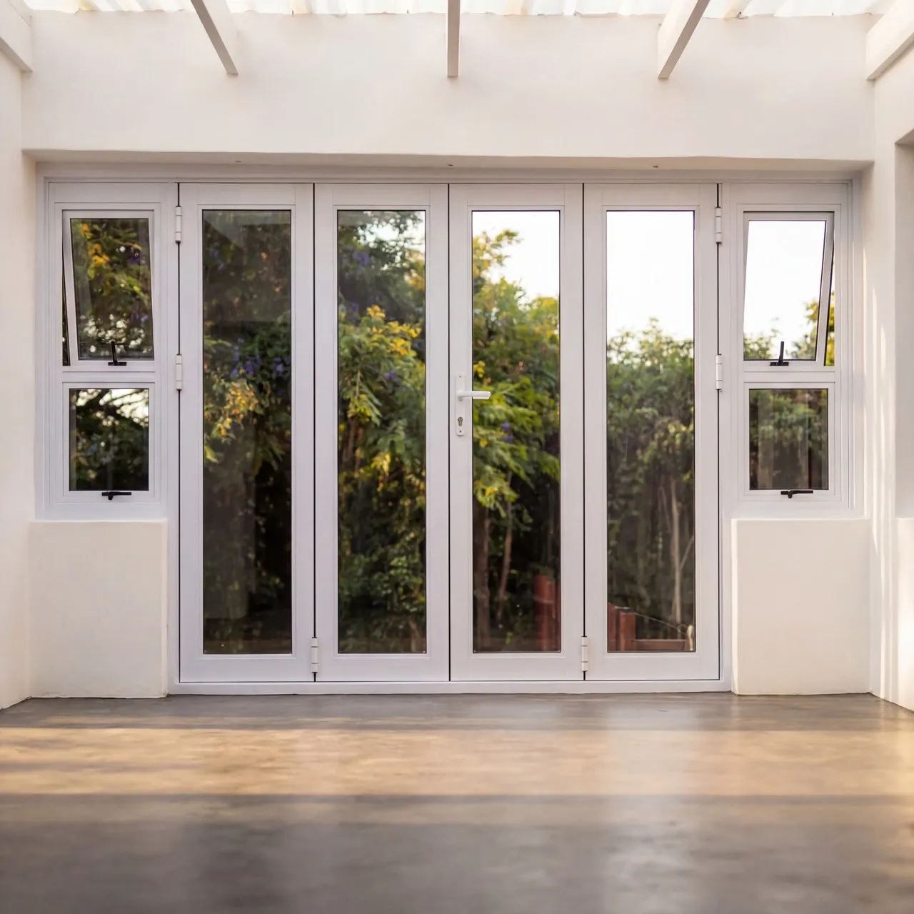 White folding patio door opening onto a garden in Krugersdorp